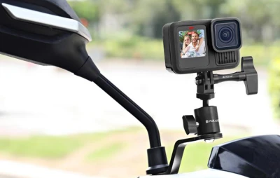 PULUZ PU1056B černý hliníkový držák kamery na zrcátko motocyklu