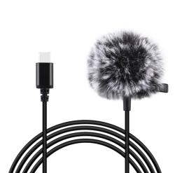 Puluz Klopový jack mikrofon s klipem 1,5m USB-C PU425