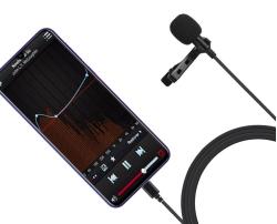 Puluz Klopový jack mikrofon s klipem 1,5m USB-C PU425