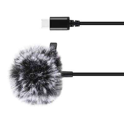 Puluz Klopový jack mikrofon s klipem 1,5m USB-C PU425