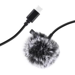 Puluz Klopový jack mikrofon s klipem 1,5m USB-C PU425