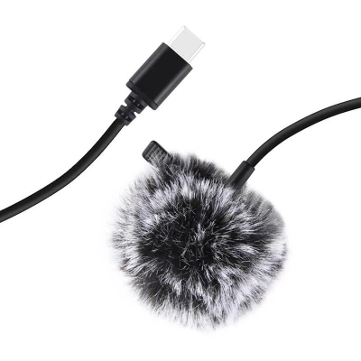 Puluz Klopový jack mikrofon s klipem 1,5m USB-C PU425