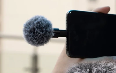 Puluz PU615B černý všesměrový kondenzátorový mikrofon pro mobilní telefony