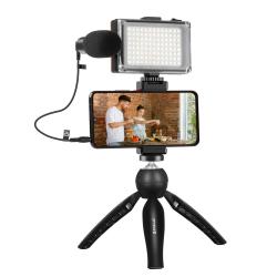 Puluz Sada pro živé vysílání držák na stativ + LED lampa + mikrofon + svorka na telefon Puluz Sada pro živé vysílání držák na stativ + LED lampa + mikrofon + svorka na telefon