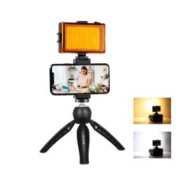 Puluz Sada pro živé vysílání držák na stativ + LED lampa + svorka na telefon