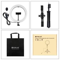 Puluz Stativový držák s 26cm LED kroužkem Vlogging 1,1m PKT3070B