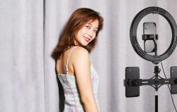 Puluz Stativový držák s 26cm LED kroužkem Vlogging 1,1m PKT3070B