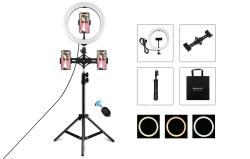 Puluz Stativový držák s 26cm LED kroužkem Vlogging 1,1m PKT3070B