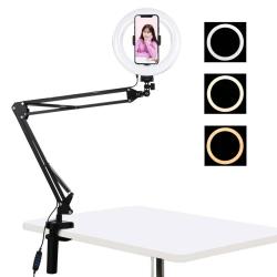 Puluz Stojan na rameno stolního počítače s 20cm LED Vlogging Ring PKT3089B