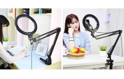 Puluz Stojan na rameno stolního počítače s 26cm LED Vlogging Ring PKT3090B