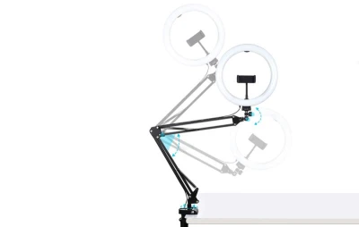 Puluz Stojan na rameno stolního počítače s 26cm LED Vlogging Ring PKT3090B