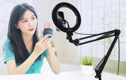 Puluz Stojan na rameno stolního počítače s 26cm LED Vlogging Ring PKT3090B