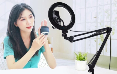 Puluz Stojan na rameno stolního počítače s 26cm LED Vlogging Ring PKT3090B