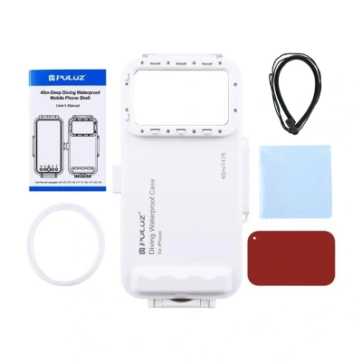 Puluz PU9100W bílé vodotěsné pouzdro na smartphone s USB-C do 45 m