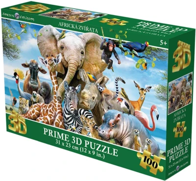 PUZZLE 3D Africká zvířata 31x23cm 100 dílků skládačka v krabici