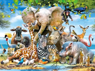 PUZZLE 3D Africká zvířata 31x23cm 100 dílků skládačka v krabici