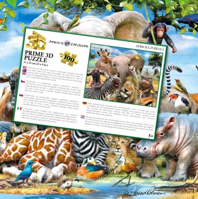 PUZZLE 3D Africká zvířata 31x23cm 100 dílků skládačka v krabici