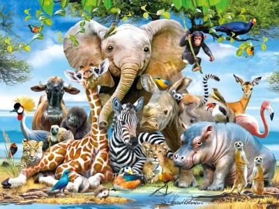 PUZZLE 3D Africká zvířata 31x23cm 100 dílků skládačka v krabici