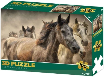 PUZZLE 3D Koně 31x23cm 100 dílků skládačka v krabici