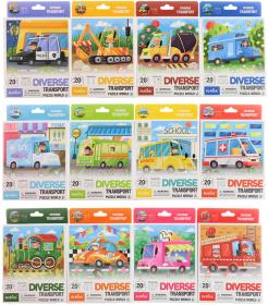 PUZZLE Doprava 20 dílků skládačka 12 druhů v krabičce PUZZLE Doprava 20 dílků skládačka 12 druhů v krabičce