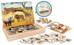 Puzzle magnetické na desce Safari skládačka s předlohami v krabici