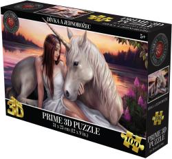 PUZZLE Prime 3D Dívka a jednorožec 31x23cm 100 dílků holografické PUZZLE Prime 3D Dívka a jednorožec 31x23cm 100 dílků holografické
