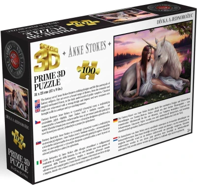 PUZZLE Prime 3D Dívka a jednorožec 31x23cm 100 dílků holografické