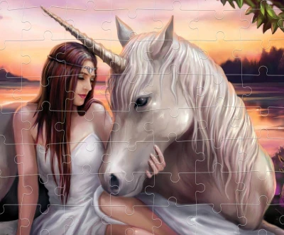 PUZZLE Prime 3D Dívka a jednorožec 31x23cm 100 dílků holografické