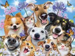PUZZLE Prime 3D Psi a kočky selfie 31x23cm 100 dílků holografické