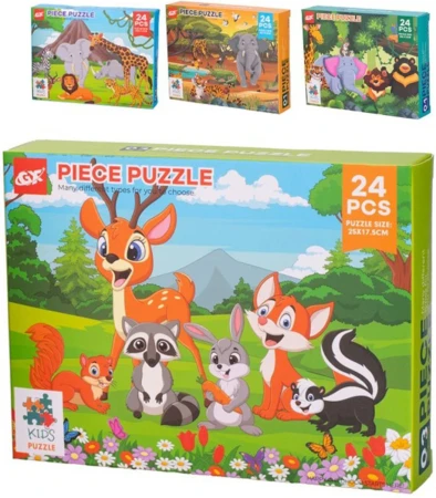 Puzzle Zvířátka 25x18cm 24 dílků skládačka 4 druhy