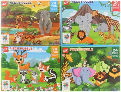 Puzzle Zvířátka 25x18cm 24 dílků skládačka 4 druhy