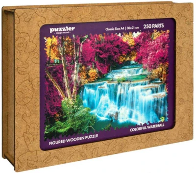 PUZZLER DREVO Farebný vodopád 30x21cm dekoratívna skladačka 250 dielikov