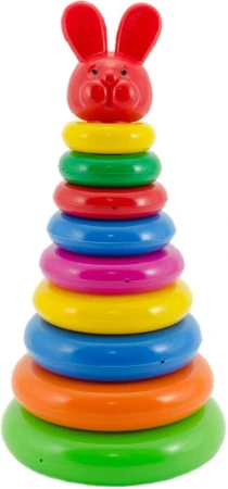Pyramida s kroužky navlékací baby věžička barevná 2 druhy plast