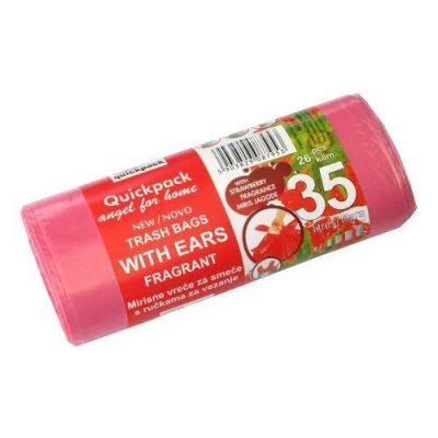 Pytle na odpadky s uchy 35l (26ks) 50x56cm s aroma JAHODA 8