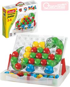 Quercetti FantaColor Junior baby mozaika velké kloboučky se stojánkem cestovní Quercetti FantaColor Junior baby mozaika velké kloboučky se stojánkem cestovní