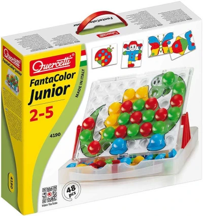 Quercetti FantaColor Junior baby mozaika velké kloboučky se stojánkem cestovní