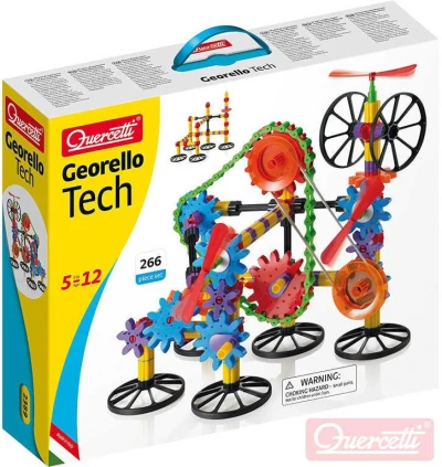 Quercetti Georello Gear Tech stavebnice převodová 266 dílků v krabici plast