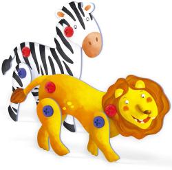 Quercetti Tecno Puzzle pohyblivé 3D lev + zebra 26 dílků (stavebnice)