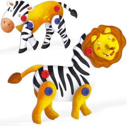 Quercetti Tecno Puzzle pohyblivé 3D lev + zebra 26 dílků (stavebnice)