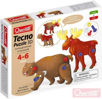 Quercetti Tecno Puzzle pohyblivé 3D medvěd + los 26 dílků (stavebnice) Quercetti Tecno Puzzle pohyblivé 3D medvěd + los 26 dílků (stavebnice)