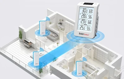 RainPoint BALDRTHERM B0598 bílý 3kanálový termohygrometr s automatickým podsvícením