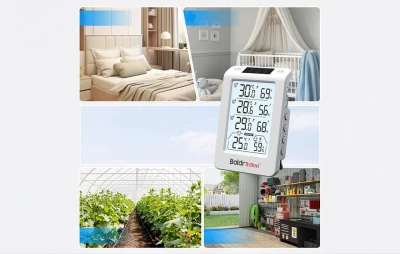 RainPoint BALDRTHERM B0598 bílý 3kanálový termohygrometr s automatickým podsvícením