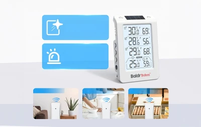 RainPoint BALDRTHERM B0598 bílý 3kanálový termohygrometr s automatickým podsvícením