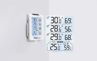 RainPoint BALDRTHERM B0598 bílý 3kanálový termohygrometr s automatickým podsvícením