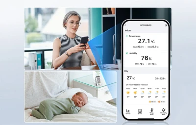 RainPoint BALDRTHERM HCS596WB bílý solární Wi-Fi termohygrometr