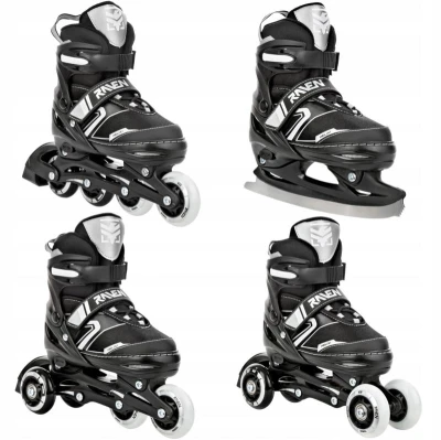Raven Helixi BLACK/GREY dětské kolečkové brusle 4v1 - svítící kolo