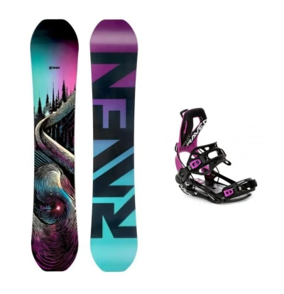 Raven Dahlia Carbon Mint/Pink dámský snowboard + Raven Fastec FT360 black/fuchsia vázání