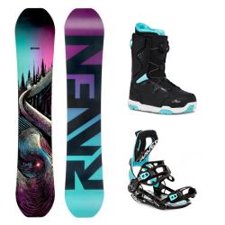 Raven Dahlia Carbon Mint/Pink dámský snowboard + Raven Fastec FT360 black/mint dámské snowboardové vázání + Raven Galla mint MOZ snowboard boty
