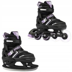 Raven Helixi Black/Violet dětské kolečkové brusle 2v1 - svítící kola LED POUZE EU 38-42, dámský (se zoubky) (VÝPRODEJ)