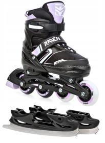 Raven Helixi Black/Violet dětské kolečkové brusle 2v1 - svítící kola LED